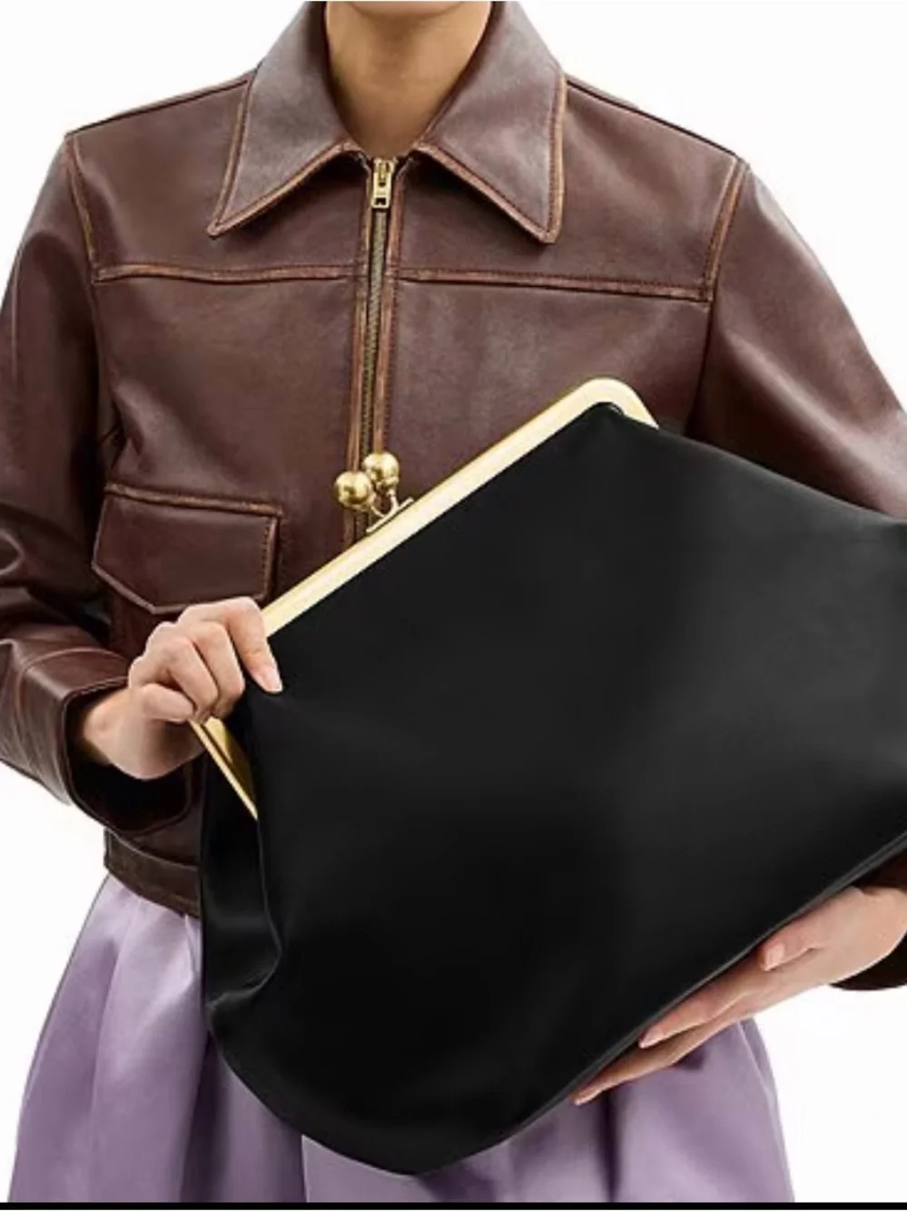 Large Oversized Kisslock Frame Shoulder Clutch Bag - Picture 5 of 9